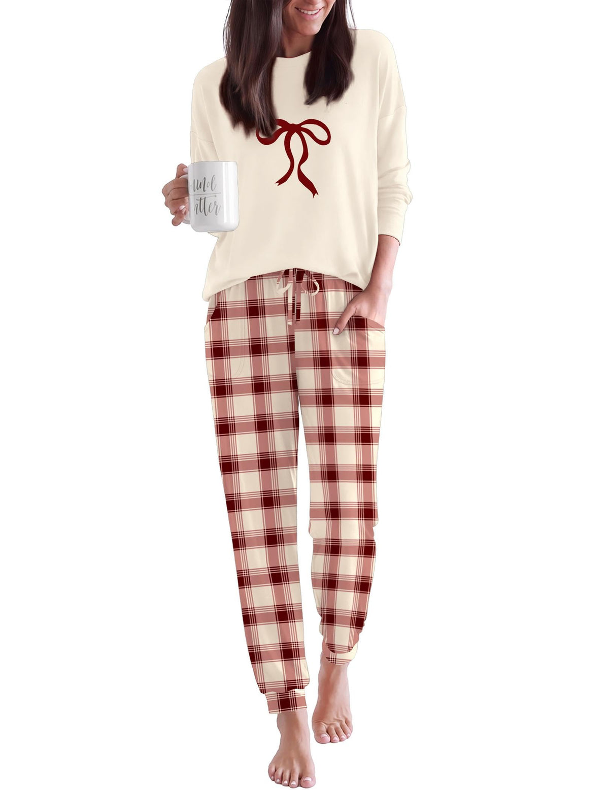 Ekouaer Pajamas for Women Set 2 Piece Long Sleeve Pjs Casual Lounge Sets
