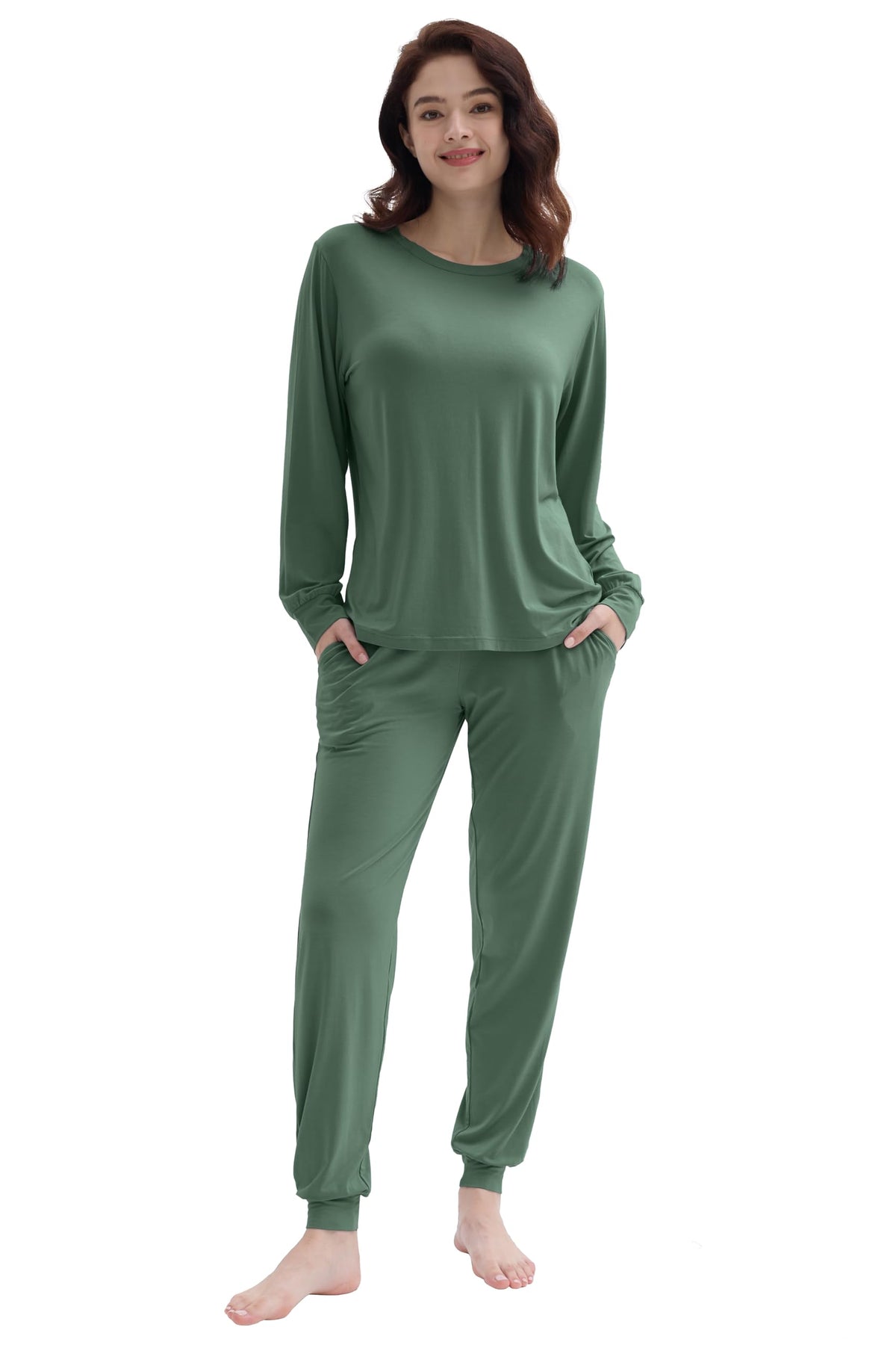 Joyaria Bamboo Viscose Pajamas Women Soft Long Sleeve Cooling Jogger Pants