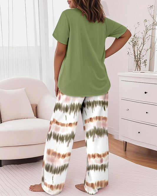CHICME Pajama Sets for Women 2 Piece Short Sleeve Lounge Pj Sets