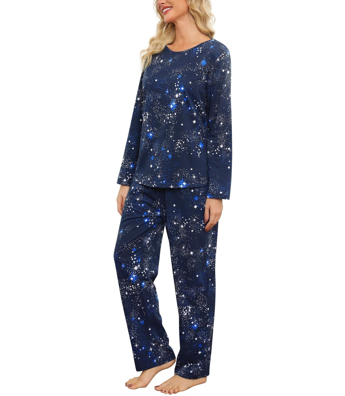 ENJOYNIGHT Womens Pajama Set Cotton Pjs Long Sleeve Sleepwear with Pockets