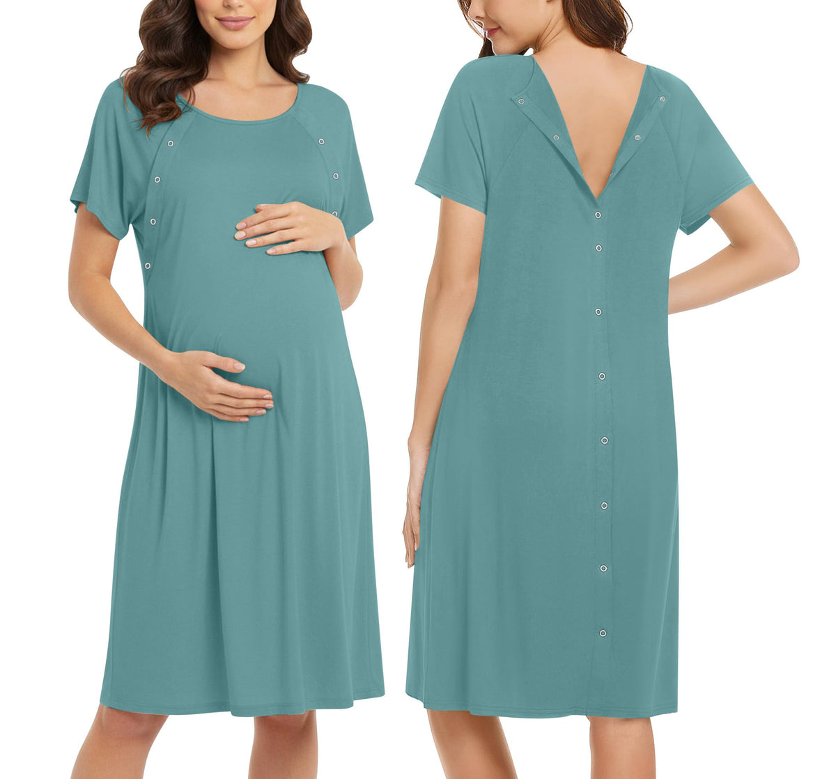 Ekouaer Women’s Nursing/Delivery/Labor/Hospital Nightdress Short Sleeve Maternity Nightgown with Button S-XXL