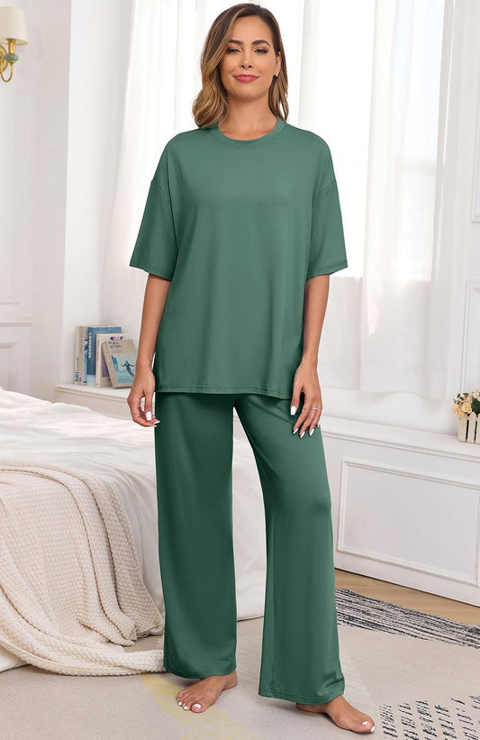 PrinStory Pajamas for Women Soft Pjs Lounge Set S-4XL