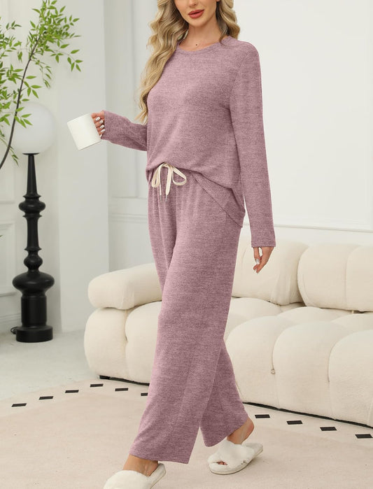 SAMPEEL Pajamas for Women Set Comfy Lounge Sets Two Piece Long Sleeve Cute Pjs Soft Sleepwear Winter Clothing