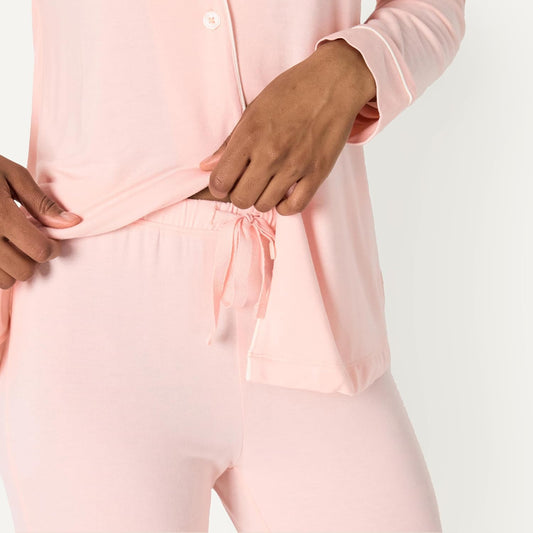 Amazon Essentials x Sofia Grainge Women's Stretch Modal Long-Sleeve Button-Front Top and Full-Length Bottom Pajama Set