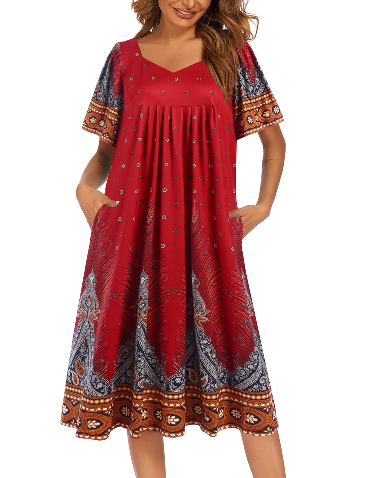 Ekouaer Womens Nightgown House Dress with Pockets Short Sleeve Moo Moos