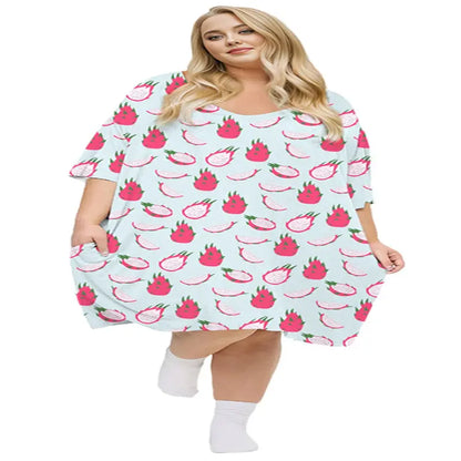 KFUBUO Plus Size Nightgown for Women V-Neck Sleep  Dress Pjs Lounge Short Sleeves Sleepwear With Pocket Fit S-5XL Pajamas Elastic Loungewear Breathable Fabric