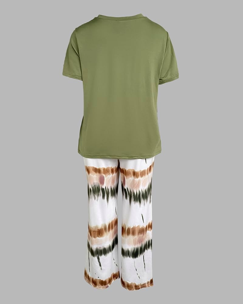 CHICME Pajama Sets for Women 2 Piece Short Sleeve Lounge Pj Sets