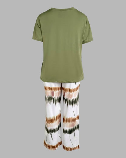 CHICME Pajama Sets for Women 2 Piece Short Sleeve Lounge Pj Sets