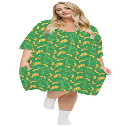 KFUBUO Plus Size Nightgown for Women V-Neck Sleep  Dress Pjs Lounge Short Sleeves Sleepwear With Pocket Fit S-5XL Pajamas Elastic Loungewear Breathable Fabric