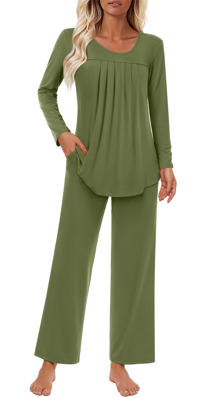 Findsweet Pajama Sets Women 2 Piece Long Sleeve Lounge Pj Sets Fall Outfits
