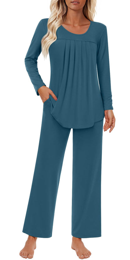 Findsweet Pajama Sets Women 2 Piece Long Sleeve Lounge Pj Sets Fall Outfits
