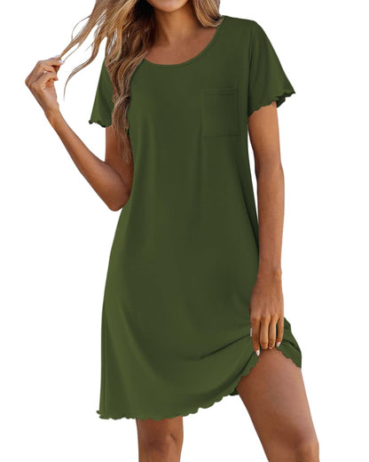 Ekouaer Bamboo Viscose Sleep Shirts for Women Short Sleeve Nightgowns