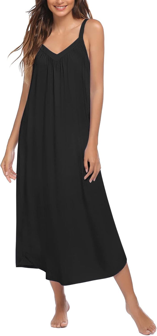 Ekouaer Womens Sleeveless Nightgown Slip Sleep Dress Full Length Loungewear