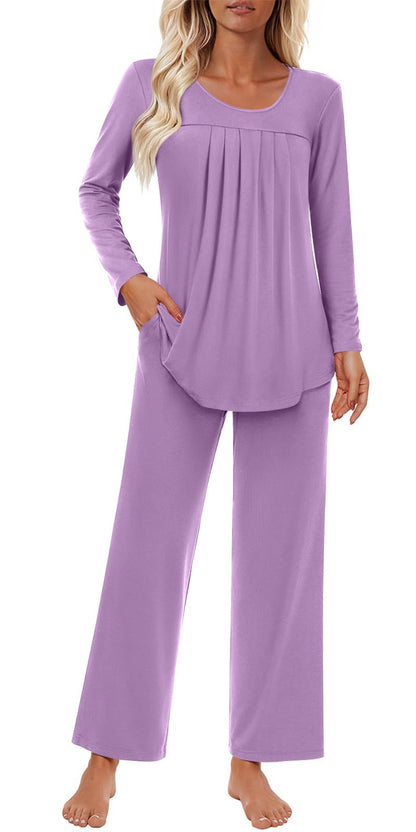 Findsweet Pajama Sets Women 2 Piece Long Sleeve Lounge Pj Sets Fall Outfits