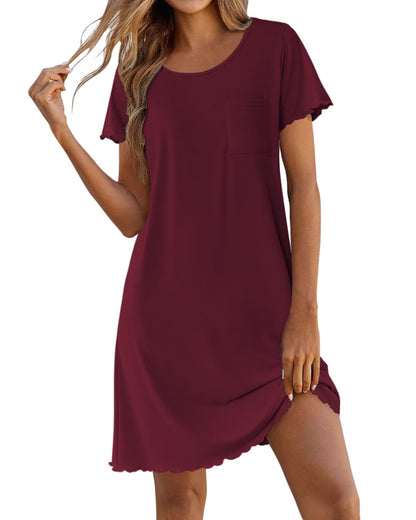 Ekouaer Bamboo Viscose Sleep Shirts for Women Short Sleeve Nightgowns
