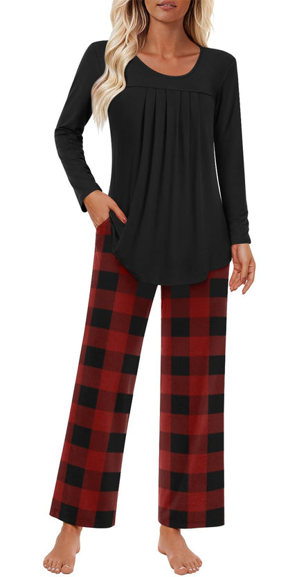 Findsweet Pajama Sets Women 2 Piece Long Sleeve Lounge Pj Sets Fall Outfits