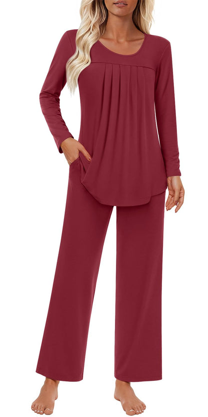 Findsweet Pajama Sets Women 2 Piece Long Sleeve Lounge Pj Sets Fall Outfits