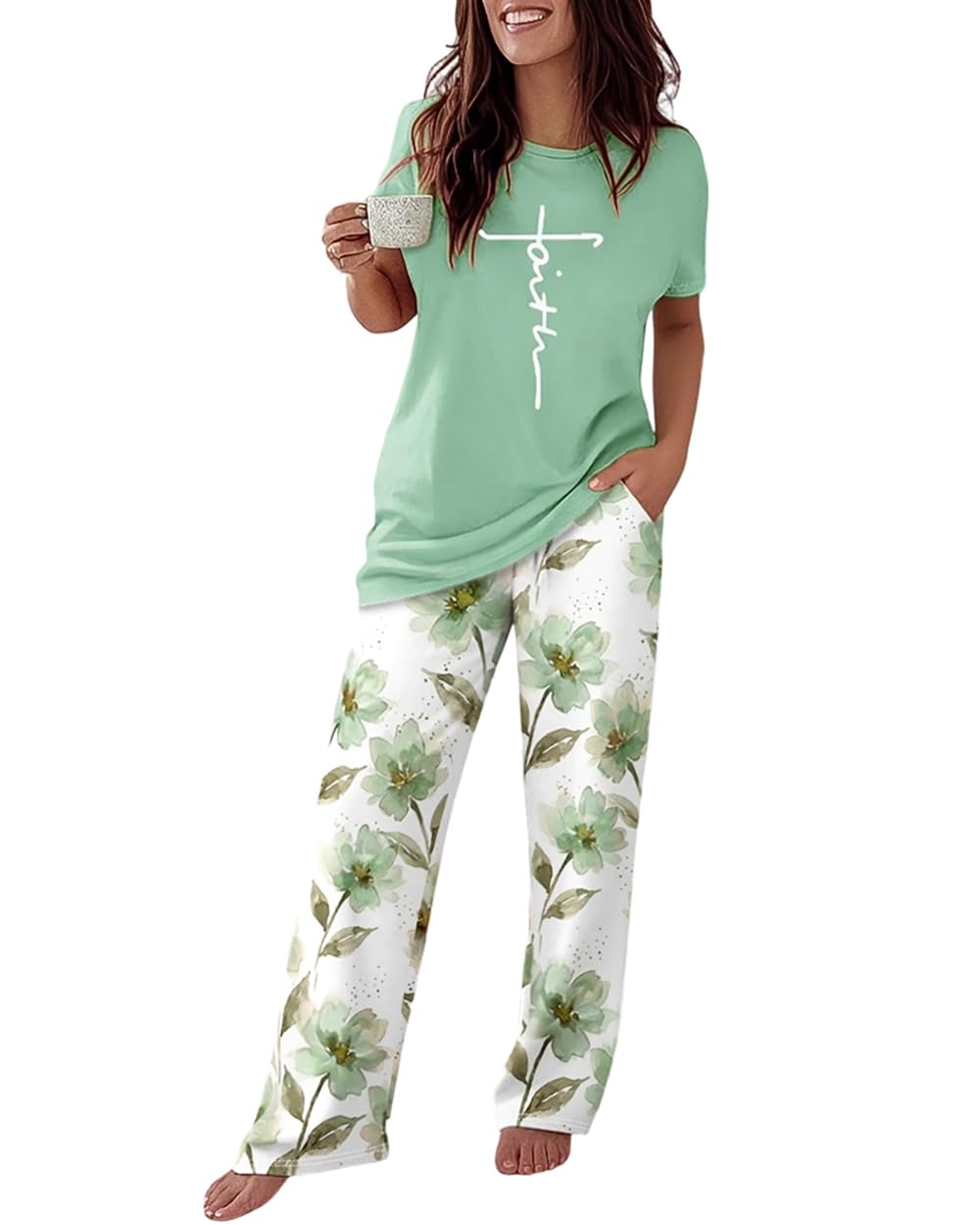 CHICME Pajama Sets for Women 2 Piece Short Sleeve Lounge Pj Sets