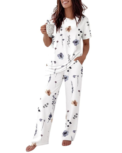 CHICME Pajama Sets for Women 2 Piece Short Sleeve Lounge Pj Sets
