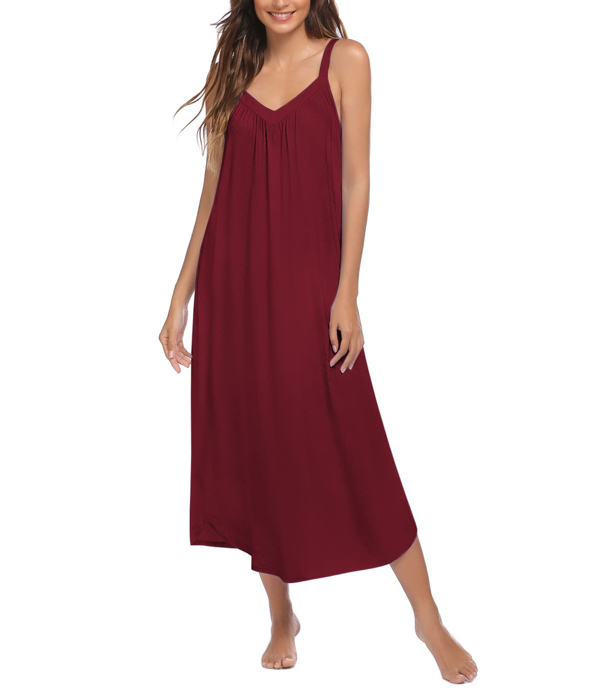 Ekouaer Womens Sleeveless Nightgown Slip Sleep Dress Full Length Loungewear