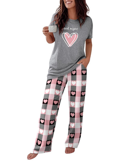 CHICME Pajama Sets for Women 2 Piece Short Sleeve Lounge Pj Sets