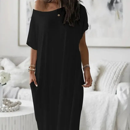 Yodutry Women's Plain Relaxed Fit Batwing Sleeve Nightwear - Soft Casual Pockets Nightdress, All Seasons Yoga & Leisure Loungewear