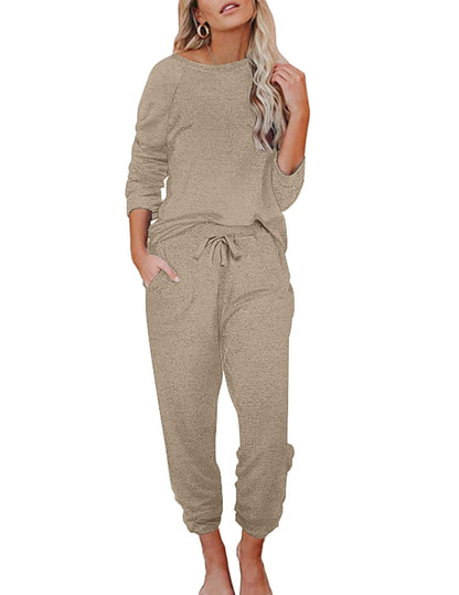 Ekouaer Womens Pajamas Set Long Sleeve Loungewear Soft Joggers with Pockets