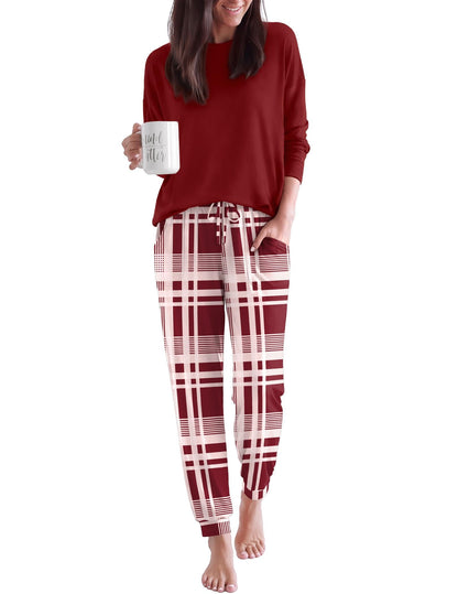 Ekouaer Pajamas for Women Set 2 Piece Long Sleeve Pjs Casual Lounge Sets