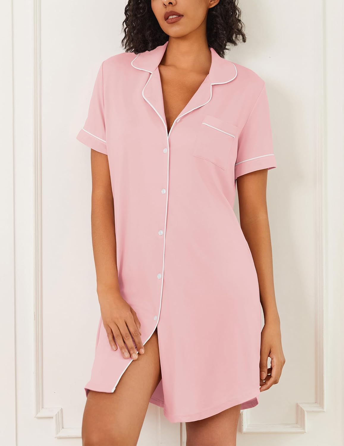 Ekouaer Nightgowns for Women 2 Pack Button Down Sleepwear Soft Sleepshirts