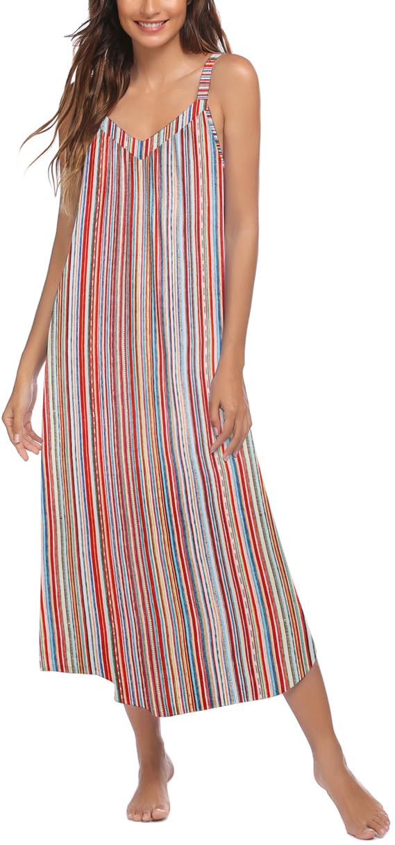 Ekouaer Womens Sleeveless Nightgown Slip Sleep Dress Full Length Loungewear