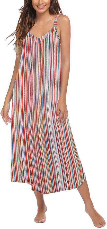 Ekouaer Womens Sleeveless Nightgown Slip Sleep Dress Full Length Loungewear