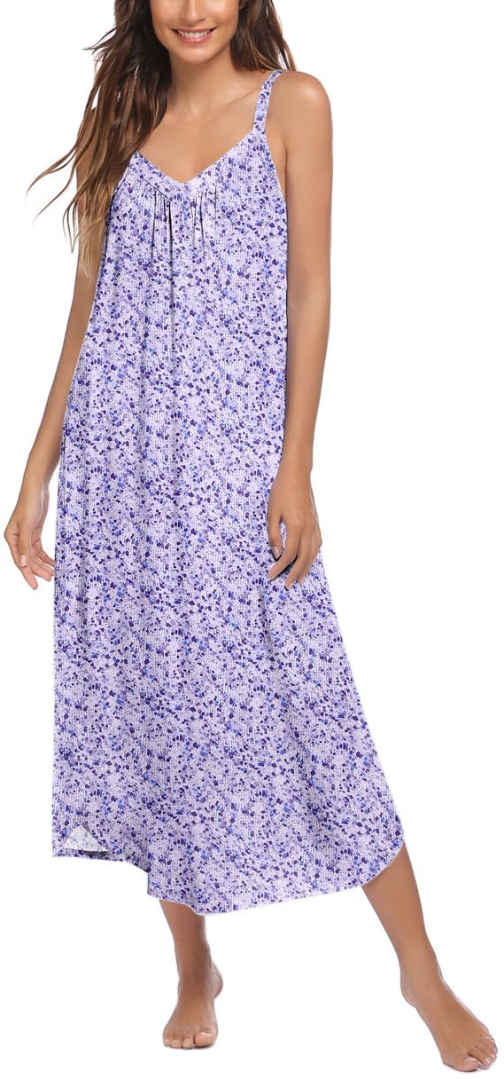 Ekouaer Womens Sleeveless Nightgown Slip Sleep Dress Full Length Loungewear