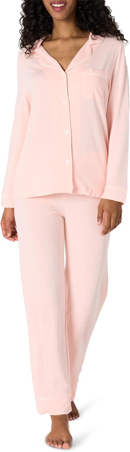 Amazon Essentials x Sofia Grainge Women's Stretch Modal Long-Sleeve Button-Front Top and Full-Length Bottom Pajama Set