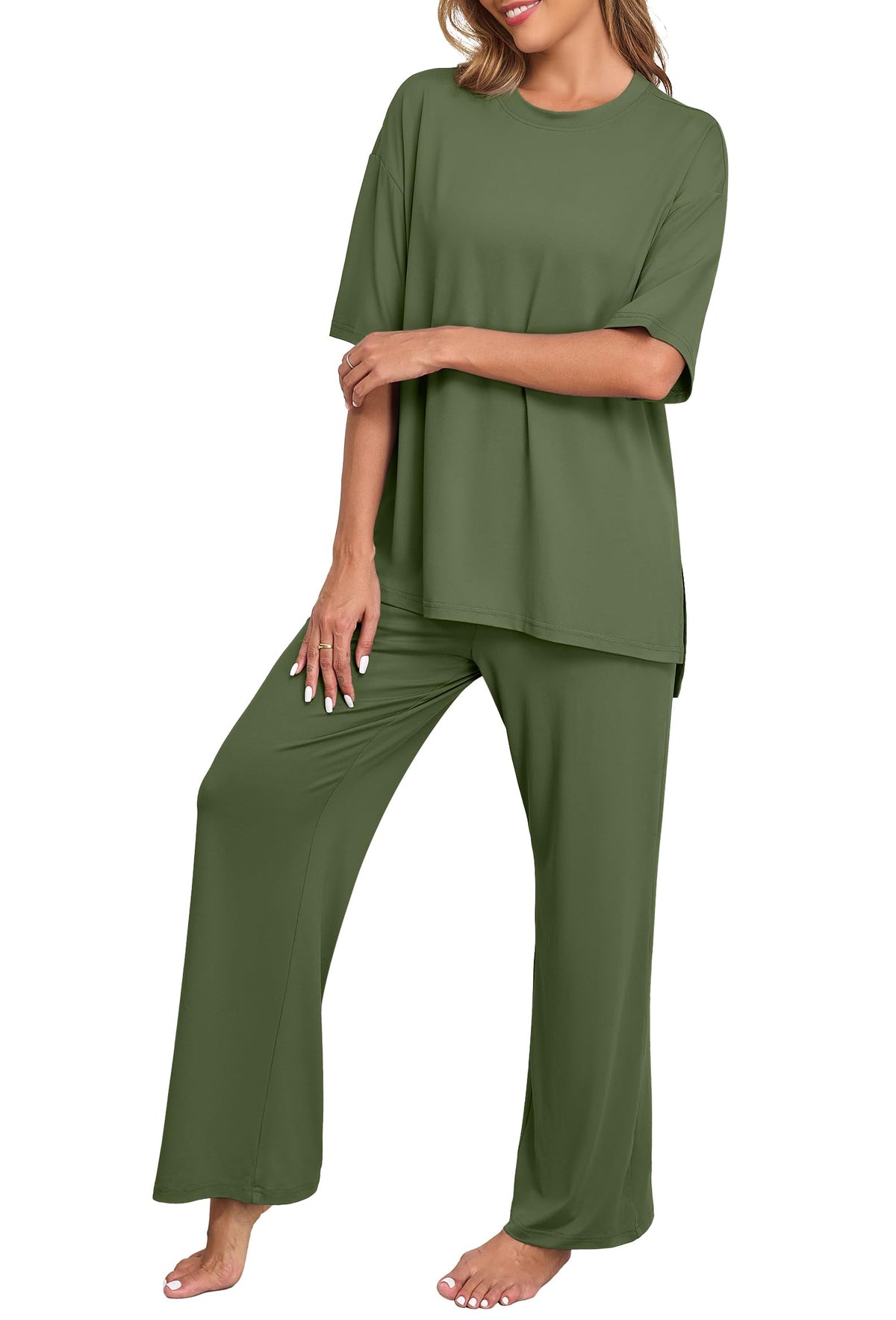 PrinStory Pajamas for Women Soft Pjs Lounge Set S-4XL