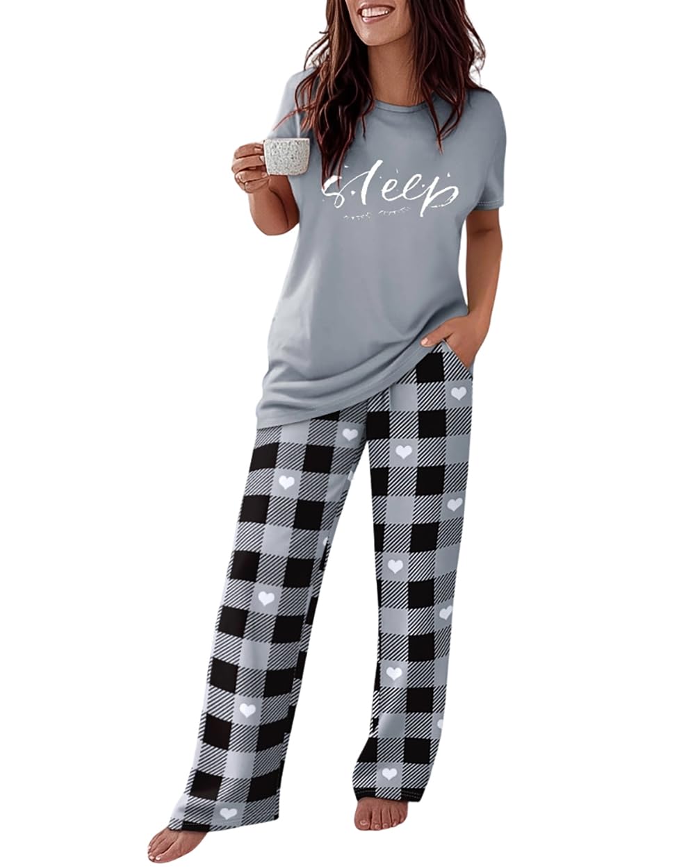 CHICME Pajama Sets for Women 2 Piece Short Sleeve Lounge Pj Sets
