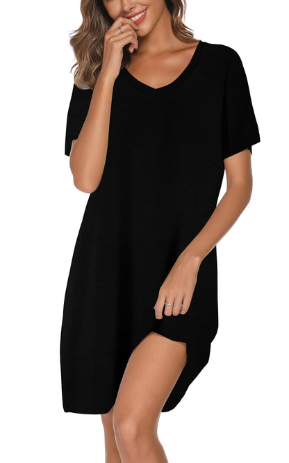 Nightgowns for Women Soft Cotton Sleep Shirts Short Sleeve Sleepwear