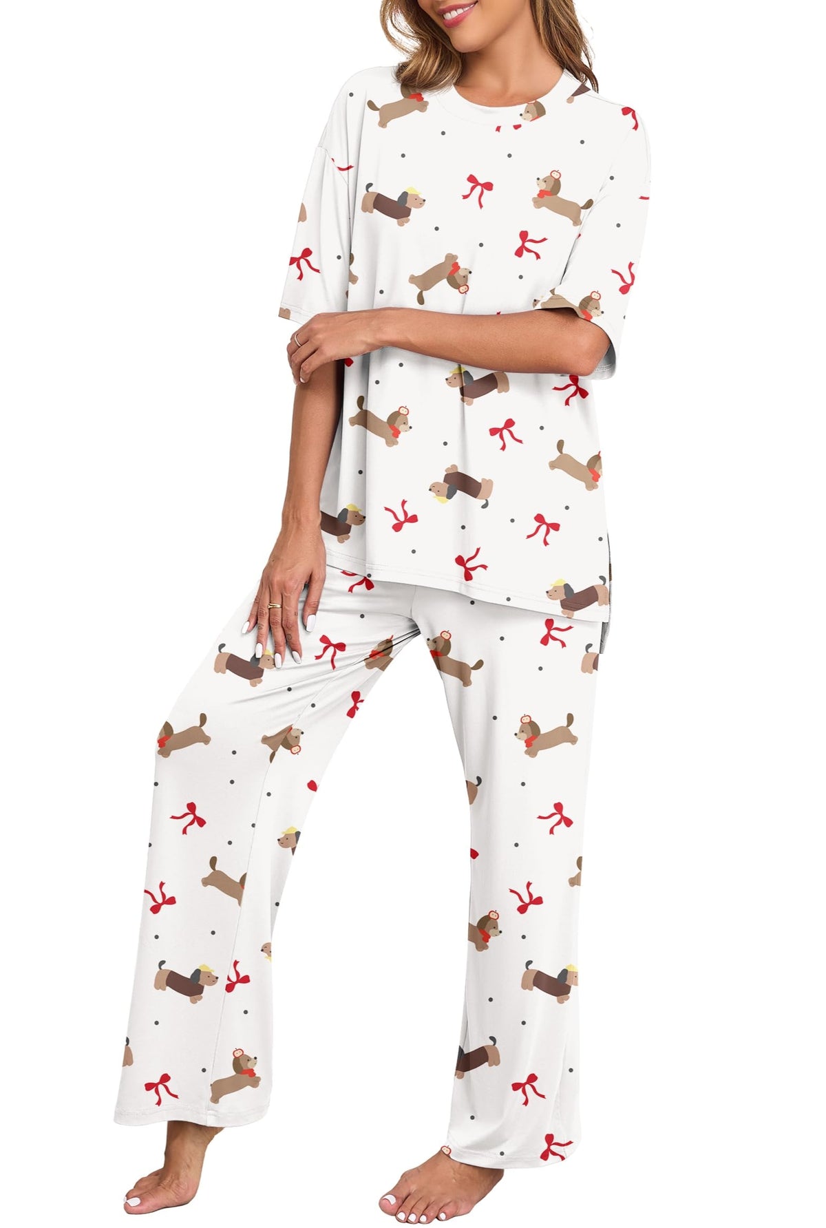 PrinStory Pajamas for Women Soft Pjs Lounge Set S-4XL