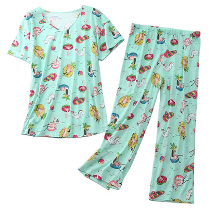 Inadays Womens Pajama Sets Cotton Short Sleeve Top With Capri Pants Pjs