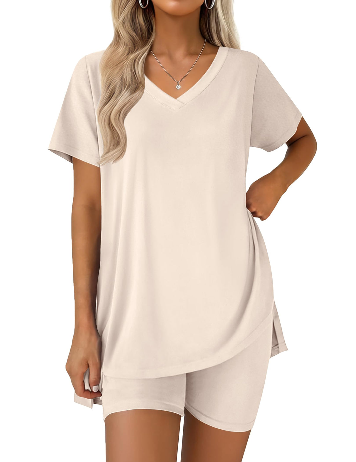 Ekouaer Pajamas for Womens Set 2 Piece Short Sleeve Matching Pj Shorts Sets