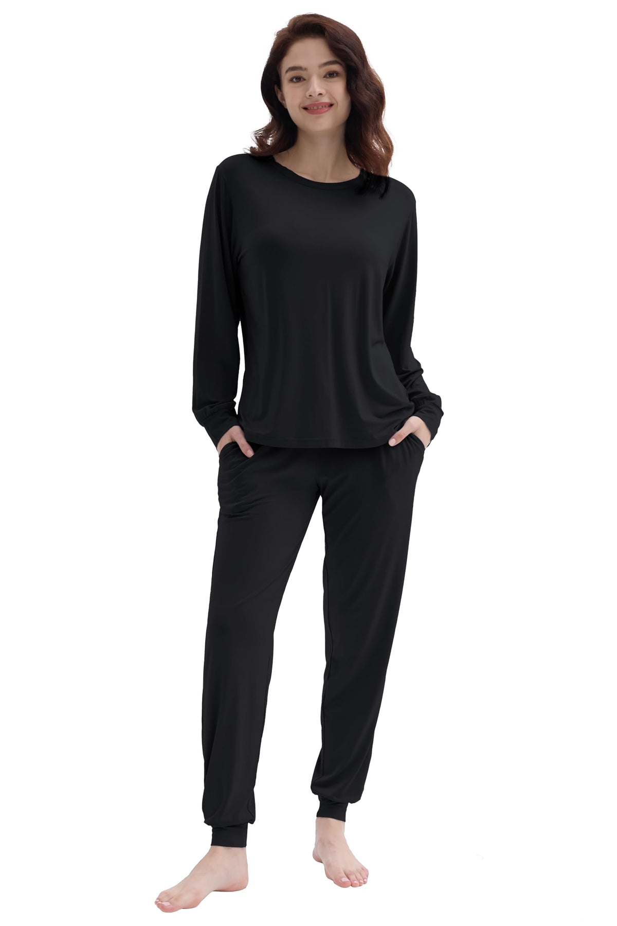 Joyaria Bamboo Viscose Pajamas Women Soft Long Sleeve Cooling Jogger Pants