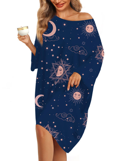 KFUBUO Plus Size Nightgowns for Women Oversized Sleep Tshirts Dress Short Sleeves Sleepwear With Pocket Fit S-5XL