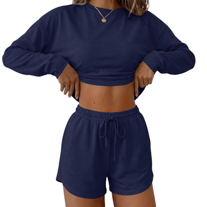 Ekouaer Womens Pajama Sets Long Sleeve Top and Shorts Lounge Set Sleepwear