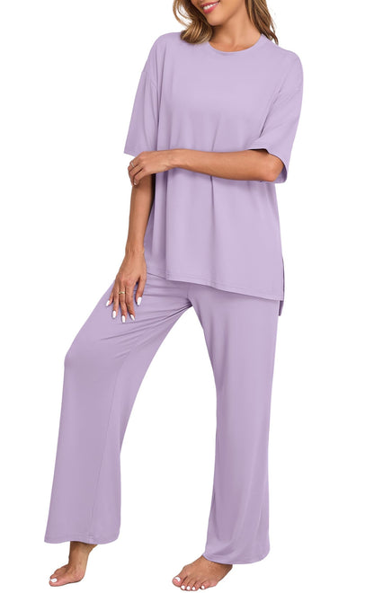 PrinStory Pajamas for Women Soft Pjs Lounge Set S-4XL