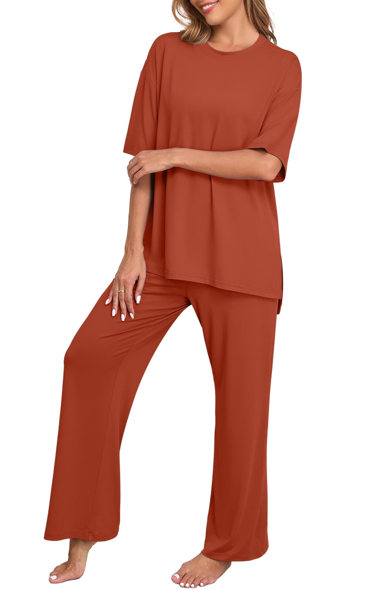 PrinStory Pajamas for Women Soft Pjs Lounge Set S-4XL