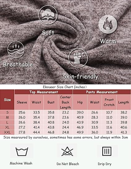 Ekouaer Womens Pajamas Set Long Sleeve Loungewear Soft Joggers with Pockets