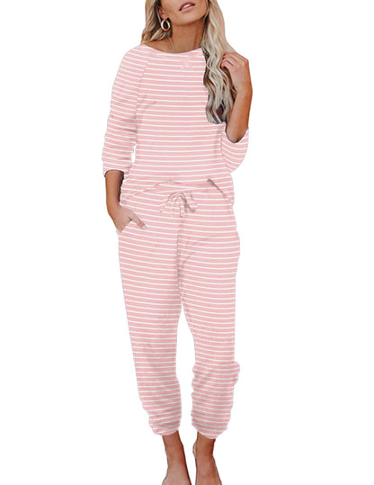 Ekouaer Womens Pajamas Set Long Sleeve Loungewear Soft Joggers with Pockets