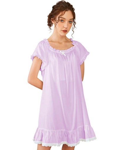 Nanxson Women's Cotton Nightgown Short Sleeve Sleepwear Vintage Nightshirt