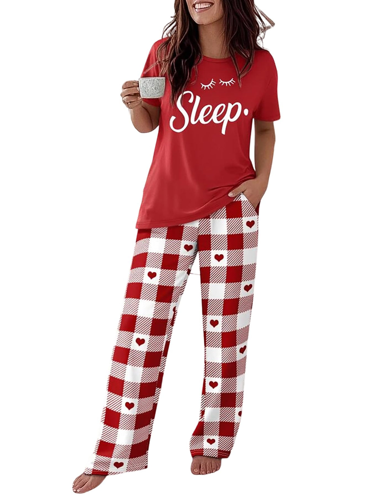 CHICME Pajama Sets for Women 2 Piece Short Sleeve Lounge Pj Sets