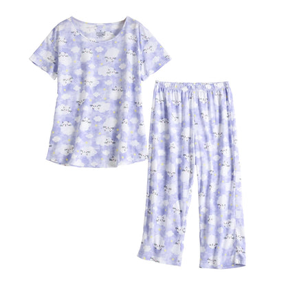 Inadays Womens Pajama Sets Cotton Short Sleeve Top With Capri Pants Pjs