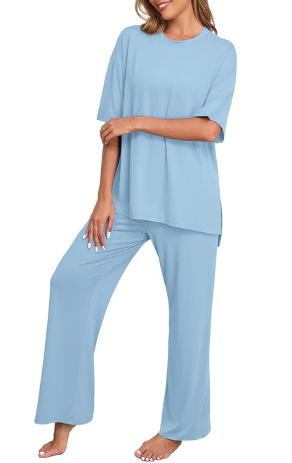 PrinStory Pajamas for Women Soft Pjs Lounge Set S-4XL